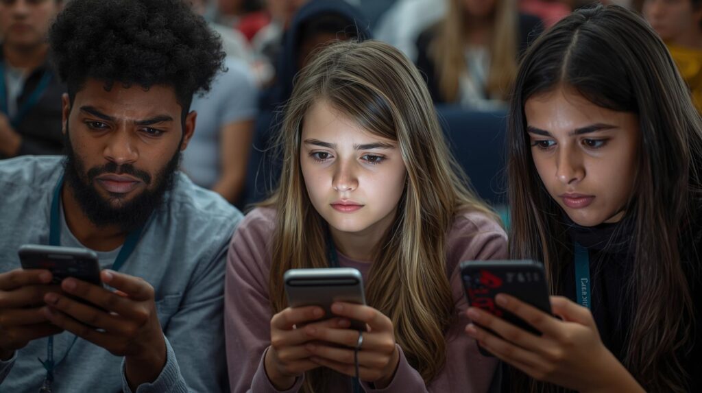 L’image actuelle n’a pas de texte alternatif. Le nom du fichier est : TITRE_-CONFERENCE-POUR-adolescents-noir-arabe-blanc-asiatique-eviter-la-haine-en-ligne-les-adolescents-regarde-leurs-smartphone-avec-des-yeux-tristes-a-cause-des-message-pas-bon.jpg
